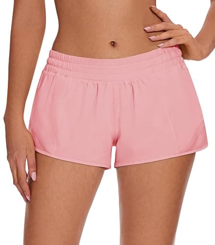 AugIris Athletic Running Shorts for Women with Zipper Pocket,Soft Lightweight Gym Workout Shorts with Mesh Liner Quick Dry - Image 1