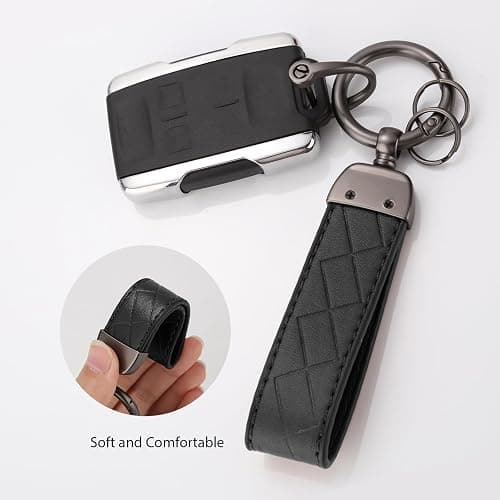 Handlive 2 Pack Leather Keychains, Car Key chains for women men, Key Fob Holder with Keyrings, Anti-Lost D-Ring thumbnail 6
