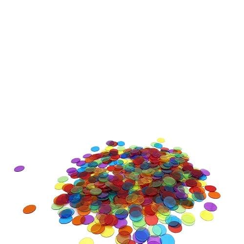 JUNWRROW 500 Pieces 3/4 inch Transparent 6 Color Bingo Counting Chips with Bag thumbnail 5