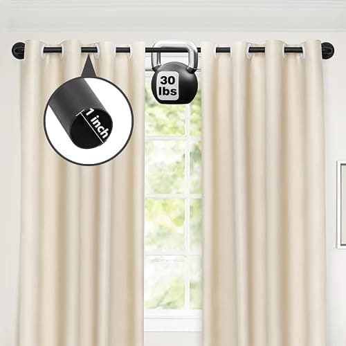 Refrze Curtain Rods for Windows 48 to 84 Inch, 1"Black Curtain Rod Industrial Wrap Around,Adjustable Heavy Duty Blackout Curtain Rods for Ceiling,Bedroom,Outdoor Patio thumbnail 2
