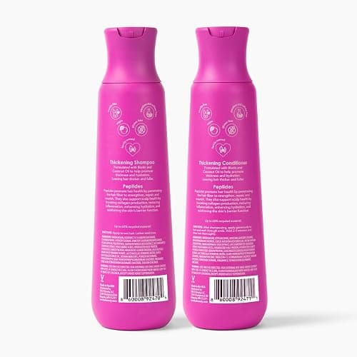 V&Co. Beauty Thickening Hair Shampoo & Conditioner Set (12 Oz. Each) with Peptide Technology, Biotin and Coconut Oil, Sulfate Free Shampoo & All Natural Conditioner for Thickening Hair, Builds Density thumbnail 9