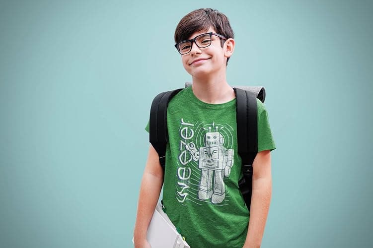 American Classics WeezerRock Band Robot & Logo Green Youth Short Sleeve T-Shirt Graphic Tee thumbnail 2