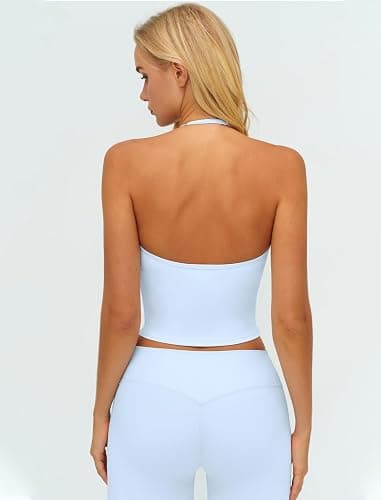 QBGJTD Womens Workout Sets Two Piece Spaghetti Straps Crop Top Matching Straight Leg Pants Gym Work Pilates Outfits thumbnail 6