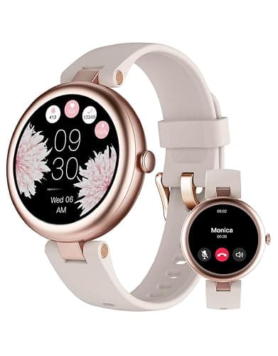 Montre Connectée Femme Ronde Petite Montre Podometre Smartwatch avec Appel Bluetooth Cardiofrequencemetre Oxymetre Chronometre pour Android iOS Montre Sport pour Running Course à Pied Etanche IP68 - Image 1