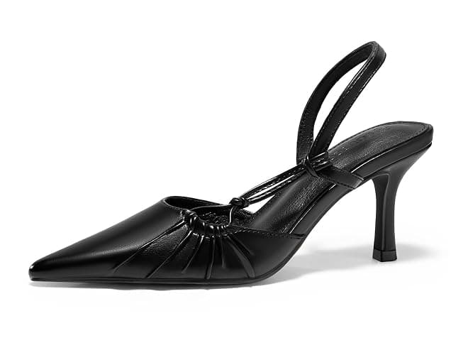 Coutgo Womens Slingback Kitten Heels Closed Pointed Toe Pumps D'Orsay Wedding Party Dress Shoes - Image 1