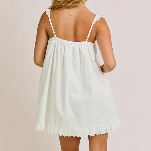 Feclmiyt Women‘s Summer Mini Dress Y2k Bow Front Ruffled Trim Sleeveless Babydoll Short Dress Loose Fit Tank Sundresses Beachwear thumbnail 7