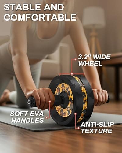 VINSGUIR Ab Roller Wheel, Abs & Core Workout Equipment for Home Gym with Knee Pad Accessories, Abdominal Wheel for Full-body Strength Training thumbnail 4