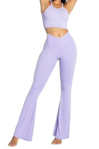 Sunzel Womens Flare Leggings No Front Seam Flare Yoga Pants with Tummy Control Crossover High Waist - 28" / 30" / 32" / 34" thumbnail 7