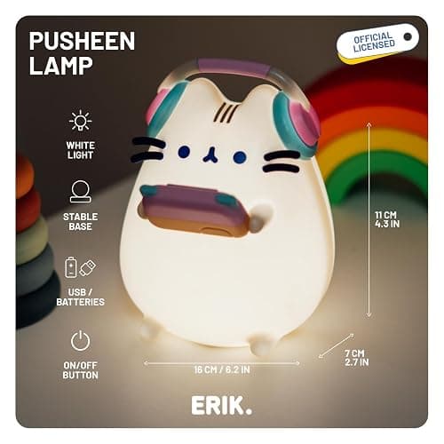Grupo Erik Pusheen Cat Lamp - Night Light Kids, Kawaii Gifts, Merchandise | USB / Battery Lamp, Night Lamp Bedside, Mood Lighting, Nightlight, Mood Light | Kawaii Room Decor, Stuff, Gamer Merch thumbnail 6