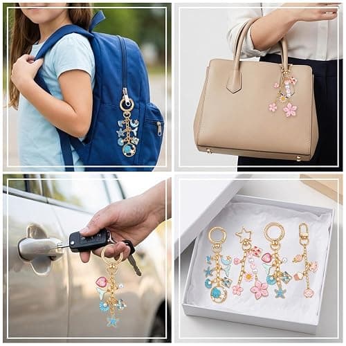 JOICEE 585Pcs Charms lip Gloss Keychain Making Kit, DIY Jewelry Crafts Making Kit with 192 Enamel Pendants 30 KeyChain Hooks 30 Chains and 333 Accessories Tools for Girls Adults Birthday Holiday Gifts thumbnail 7
