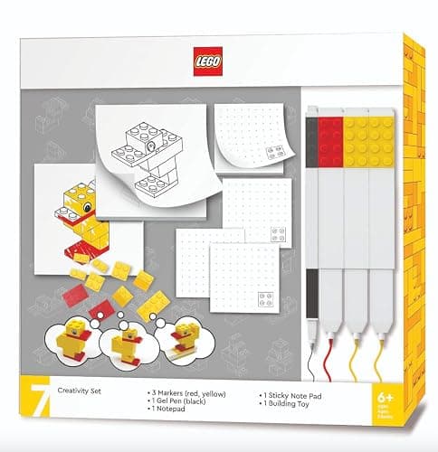 Lego Stationery Creativity Set with Duck Building Toy (53466) Includes 2 Sticky Note Pads, 1 Gel Pen, 3 Markers & a 10 Piece Duck Building Toy, Gift for Fans of Drawing and Stationery - Image 1