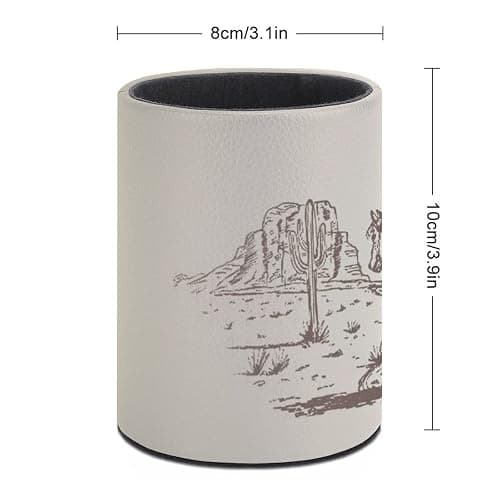 XUWU Western Desert Cowboy Pen Holder Pencil Cup for Desk Organizer | Cute Makeup Brush Holder PU Multifunctional Office Suppliesfor Decor Home Classroom School thumbnail 3