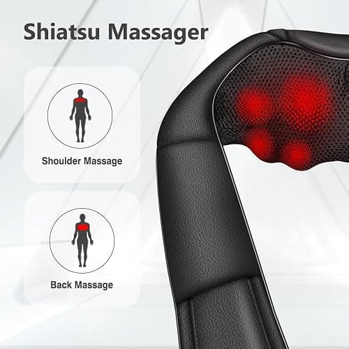 Neck Massager with Heat, Shiatsu Back Neck and Shoulder Massager, Electric Deep Tissue 4D Kneading Massage, Use at Home, Office, Car- Best Gifts for Women Men Mom Dad thumbnail 2