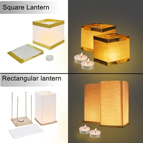 FUELYE 12Pack Floating Lanterns Square Rectangle Sets,Outdoor Lanterns Decorative with Waterproof,Floating Candles for Pool,River,Memorials,Wedding,Bar,and Parties - 6Rectangular+6Square thumbnail 3