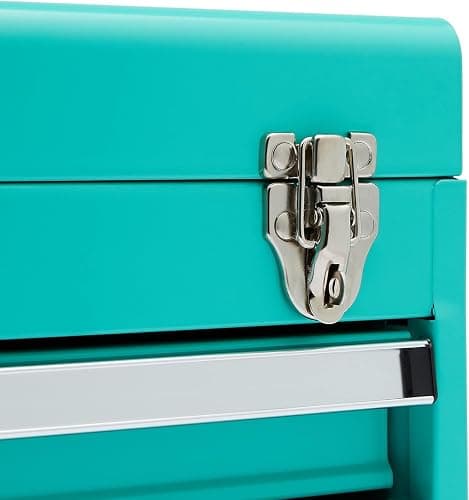 Amazon Basics Steel Tool Box Storage and Organization Drawers, Tool Storage with Powder Coat Finish, 18.11 x 8.66 x 9.45 in, Turquoise thumbnail 7