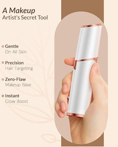 Facial Hair Removal for Women: Painless Rechargeable Face Shaver Electric Hair Remover Device for Peach Fuzz Upper Lip Chin (White) thumbnail 7
