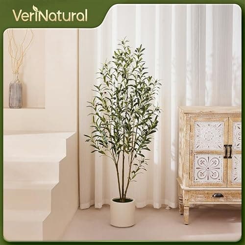 VeriNatural Artificial Olive Tree 5ft, Tall Faux Olive Tree with White Planter, UV-Resistant Fake Plants for Indoor and Outdoor Decor, Realistic Potted Plants for Home,Office & Living Room Decor VN158 thumbnail 9