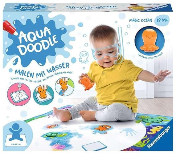 Ravensburger Aquadoodle Magic Ocean – Tapis de dessin à l’eau avec tampons – Dessin sans tache – Jeu créatif bébé dès 12 mois – 50 × 50 cm - Image 1