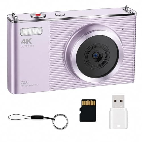 Fwmntu 4K Digital Camera for Teens and Beginners, 72MP Point and Shoot Camera with Autofocus, 16X Digital Zoom, 2.8 Inch IPS Screen, Type-C Rechargeable Compact Camera with 32GB Card, Purple - Image 1