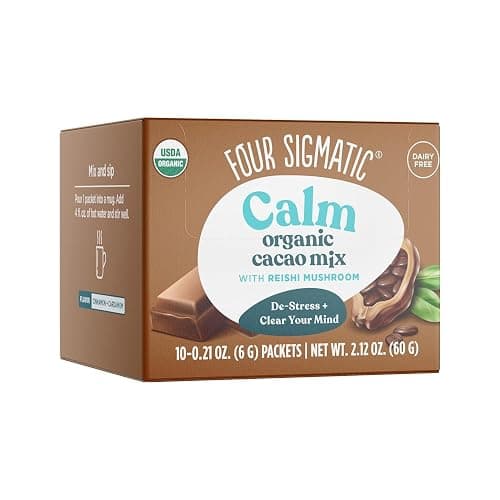 Four Sigmatic Calm Mushroom Cacao Mix | Organic Instant Cacao with Organic Reishi Mushroom Powder | Supports Calm & Relaxation | Drink it or Bake with it | Vegan, Gluten-Free, Dairy-Free | 10 Count - Image 1