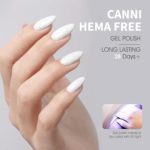 CANNI 2Pcs Hema-Free White Gel Nail Polish Set- White Gel Polish Kit, Soak Off LED Nail Gel Manicure Kit DIY at Home Salon Gifts for Women Girls thumbnail 3