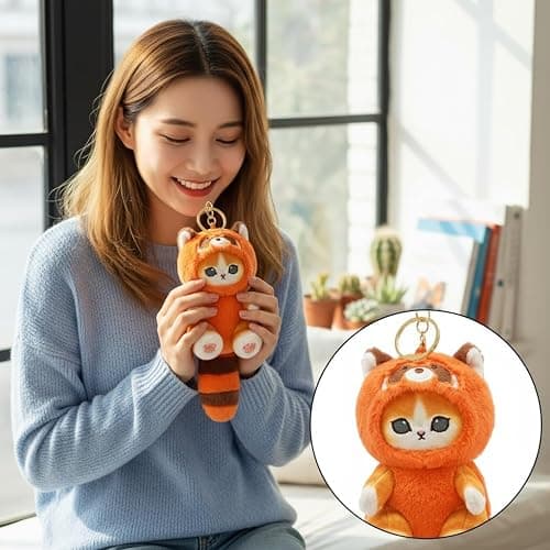 Lpydamo Plush Keychain, Cute Keychain Plush with Hook for Bag Purse Car Mirror, Kawaii Animal Keyring Decor for Women Girls thumbnail 5