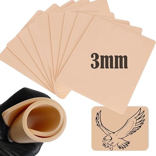 10Pcs Tattoo Skin 3MM - Urknall Fake Skin Blank Tattoo Practice Skins Double Sides Fake Skins Tattooing for Beginners and Tattoos Artists Tattooing Supplies - Image 1