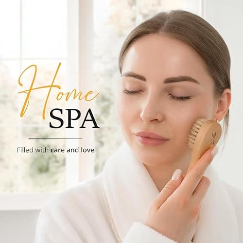 Belula Dry Brushing Body Brush Set - Natural Boar Bristle Body Brush, Exfoliating Face Brush & Bath Gloves - Ideal Dry Skin Brush for Lymphatic Drainage & Healthy Glowing Skin! thumbnail 5
