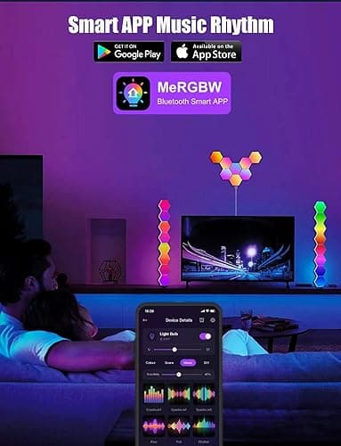 selfila Music Sync DIY Hexagon Lights - Smart APP and Remote RGB Wall Light Hexagonal Modular Gaming Light Honeycomb Shape Panels LED Lights for Bedroom Children Room Decor (8) thumbnail 7