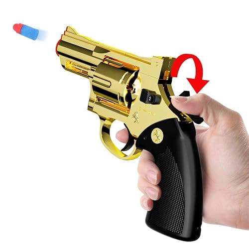 Xuyongjun Toy Gun Soft Bullet Toy Revolver, Can fire Sponge Bullets,with 40 Bullets,for Age of 6 7 8 9 10+ Years Old Kid Boys Girls（Gold） thumbnail 5