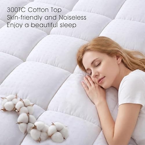 EASELAND Twin XL Mattress Pad Cotton Pillow Top Mattress Topper White | College Dorm Mattress Cover Cooling Cotton Top,8-21" Deep Pocket Protector 39x80 Inches,Boxing Quilted & Machine Washable thumbnail 4
