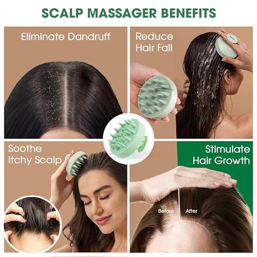 Hotosu Scalp Massager Brush for Hair Growth – Silicone Scalp Scrubber & Scalp Exfoliator – Manual Scalp Massager Brush for Wet or Dry Use – Hair Massager Scalp Shampoo Brush Tool (Green) thumbnail 10