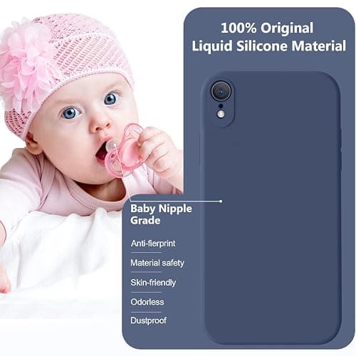 Vooii Compatible with iPhone XR Case, Upgraded Liquid Silicone with [Flat Edges] [Camera Protection] [Soft Anti-Scratch Microfiber Lining] Phone Case for iPhone 10 XR 6.1 inch - Navy Blue thumbnail 7