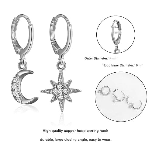 AIDSOTOU Small Butterfly Star Hoop Earrings Set for Women Girls Mini Huggie Hoop Earrings with Dangle Charms thumbnail 7