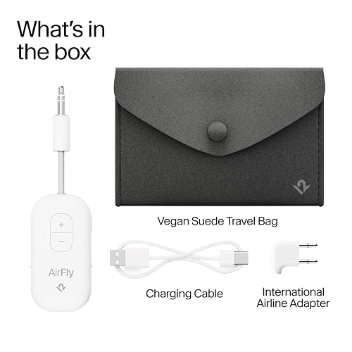 AirFly Pro 2 Deluxe – Bluetooth Adapter for Airplane, Pair 2 AirPods or Wireless Headphones – 3.5mm AUX Bluetooth Transmitter/Receiver for Cars, Boats, Treadmills, TVs – Airplane Travel Essentials thumbnail 5