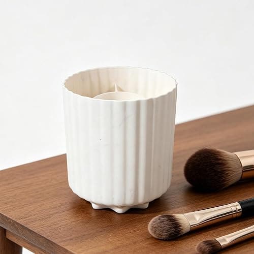 HEANUJJ Rotating Makeup Brush Holder Organizer Plastic Cosmetic Pencil Pen Storage Cup with 5 Slots and Compartments, 360° Access for Vanity Desktop or Bathroom thumbnail 6