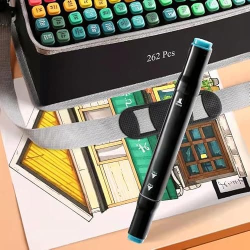 262 Colors Alcohol Markers, Art Drawing Markers Set for Adults Dual Tip Permanent Sketch Markers, with Organizing Case thumbnail 2