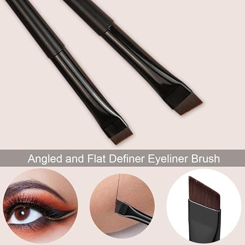 Rytrre 7 Pcs Eyeliner Brush, Angled Flat Definer Eye Liner Makeup Brushes, Ultra Fine Bent Pencil Point Eyeliner Brushes for Precision Liner thumbnail 2