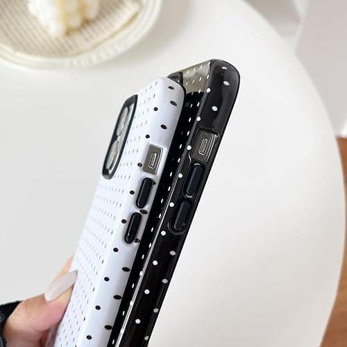 branple Compatible with iPhone 16 Pro Case, Simple Cute Aesthetic Polka Dot Pattern with Shockproof Soft TPU and Hard PC Protective Phone Case for Women Designed for iPhone 16 Pro 6.3"-White thumbnail 6