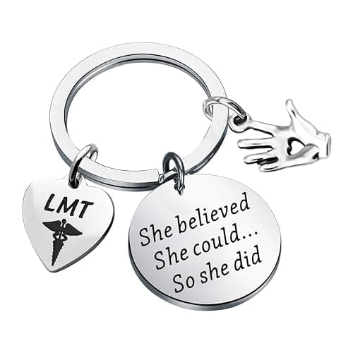 ENSIANTH LMT Licensed Massage Therapist Keychain 'She Believed She Could So She Did' Medical Graduation Gift - Image 1