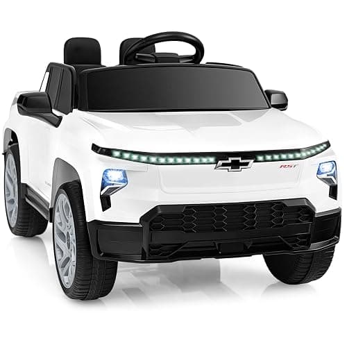 Costzon Ride on Car, 12V Licensed Chevrolet Truck, Kids' Electric Vehicles with Remote Control, Rear Storage, Music, USB, Lights & Spring Suspension, Kids Car Toy for Aged 3+ (Truck, White) - Image 1