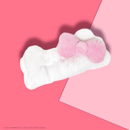 The Crème Shop Plush Spa Headband w/Hello Kitty's Signature Bow, Spa Headband for Washing Face, Skincare Headbands, Soft & Fluffy Headbands for Women (Pink) thumbnail 3