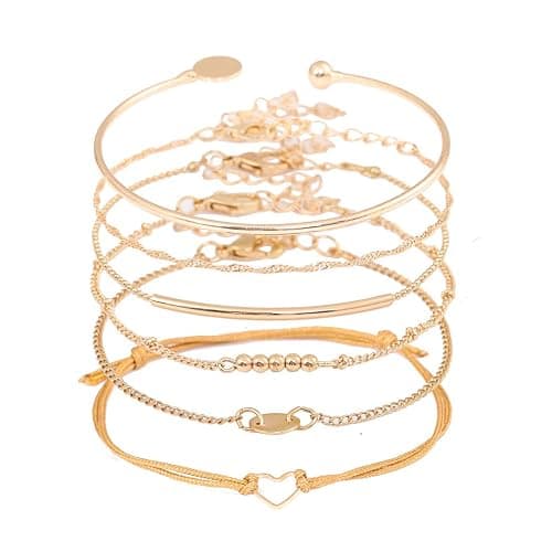 XOCARTIGE Layered Bracelet Set Assorted Beaded Bracelet Multiple Stackable Wrap Bangle Jewelry Adjustable - Image 1