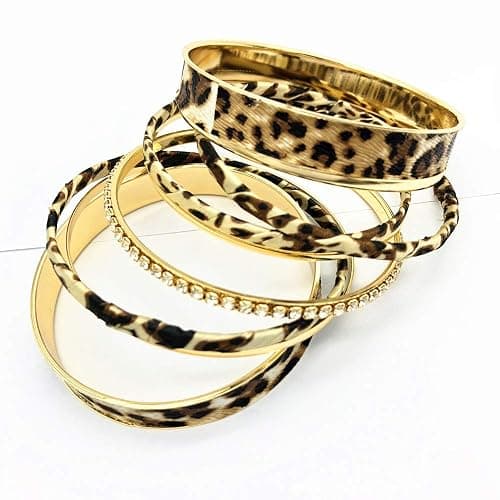 PUOSUO Leopard Bangle Bracelets for Women - Multi Layers Casual Bracelet for Women thumbnail 3