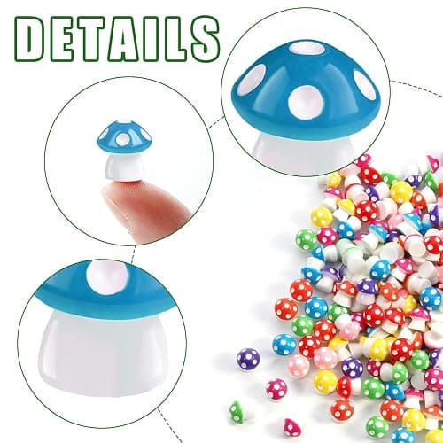 DIYDEC 100pcs Mini Resin Mushroom 8 Colors Small Mushrooms Figures Tiny Resin Mushrooms Plastic Little Miniature Mushrooms Bulk for Dollhouse Decor Micro Fairy Garden Landscape Aquarium Tiny Toys thumbnail 4