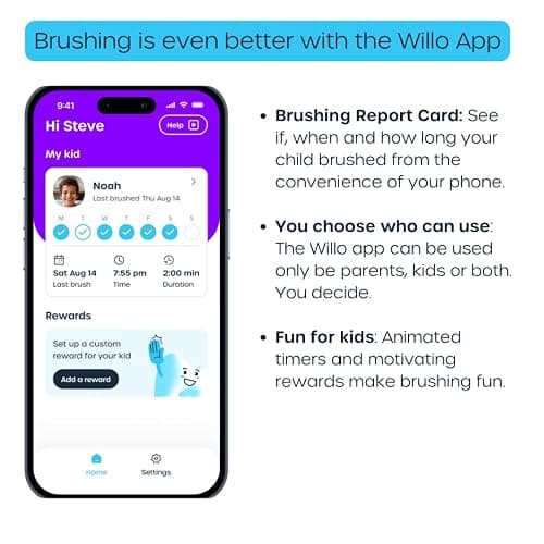 Willo Fully Automatic Kids U-Shaped Electric Toothbrush - 2 Brushing Timers, Deep-Cleans, Consistent Results, Eliminates Brushing Mistakes - Berry Splash (Medium - Kids Ages 8-11 Years) thumbnail 5