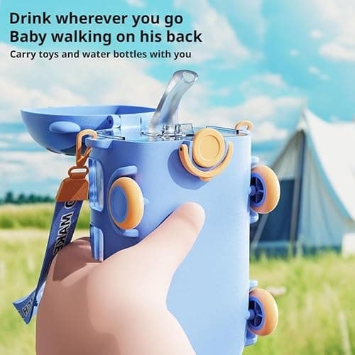 Portable Water Cup in Bus Shape with Strap 17Oz,Cute Bus Water Bottle with Straw,360°Leak-Proof Bounce Flip Top Straw Water Bottle,Detachable Fun Toy Bus Water Bottle for Boys Girls Camping Trips thumbnail 7