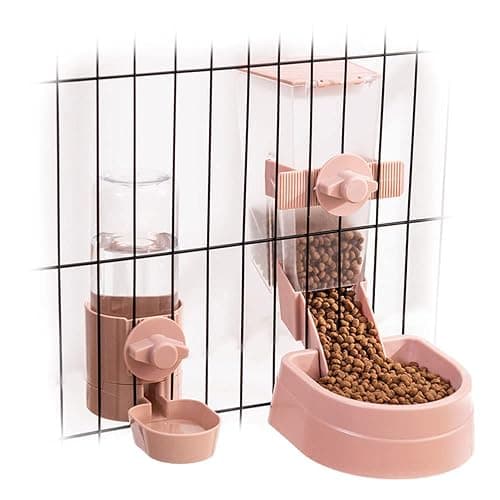 Oncpcare Rabbit Food Dispenser Water Bottle, Small Animal Bowls for Cage, Hanging Automatic Small Pet Water Bowl for Bunny Guinea Pig Ferret - Image 1