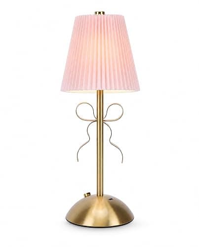 Sorandy Bow Table Lamp, LED Rechargeable Cute Bow Lamp, Modern Decorative Bedside Light with Fabric Shade, Ideal for Bedroom, Living Room & Desk Decor, Princess Rooms, 1200mAh Li Battery (Roseate) - Image 1