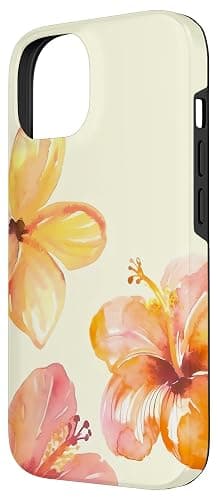 Tropical Hibiscus Summer Vibes Plumeria Flowers Watercolor Case for iPhone 14 thumbnail 2